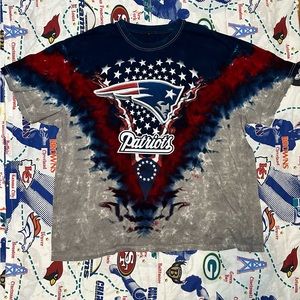 Vintage NFL New England Patriots Crazy Multicolor Tie Dye Heavy T Shirt